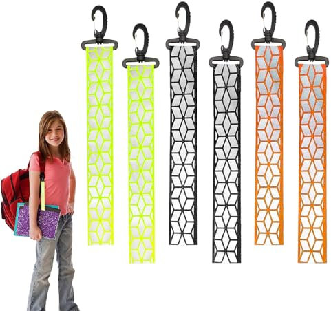 TERJBG 6 Stück Reflektierende Anhänger, Sicherheits Reflektor Anhänger, Reflektoren Anhänger Kinder, Reflektierende Schlüsselanhänger für Schulranzen, Rucksäcke, nächtliche Outdoor-Sportarten