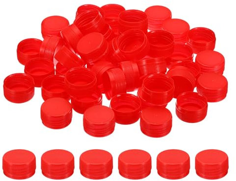 PATIKIL 1.2inch Plastic Bottle Caps for Crafts, 100Pcs Reusable Protection Bottle Screw Lids for Empty Container DIY Scrapbook Decorations, Red