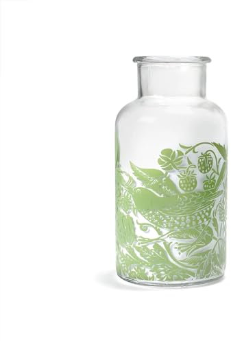 Half Moon Bay Strawberry Thief - by William Morris - Sage Green 6 x 3 Inch Glass Flower Bottle Vase, VAWACSM01