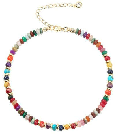 Wremily Natural Stone Beaded Anklets Bracelets for Women Handmade Beaded Anklet Bracelet Waterproof Boho Beads Ankle Bracelet Adjustable Summer Jewelry