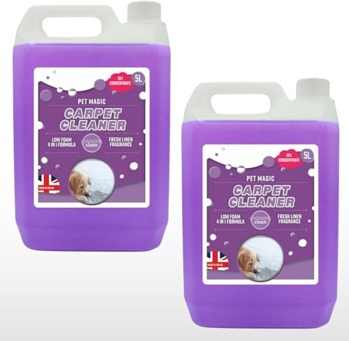 Dunnet Tools Pet Magic Carpet Cleaner Shampoo Solution for Machines Pet Urine and Odour Neutraliser Rug Cleaner Cats & Dog Urine Wee Smell Remover 10L Pet Stain and Odour Remover Carpet Shampoo