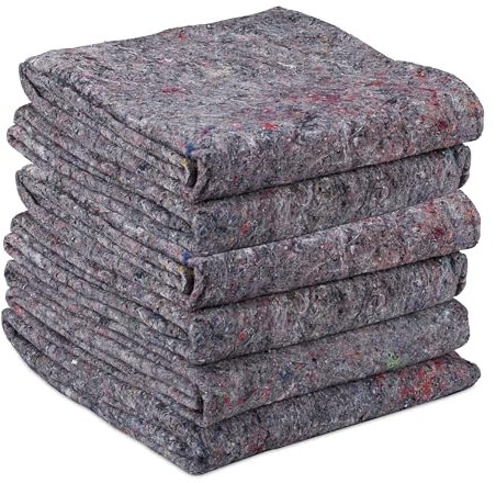 Relaxdays Mantas de Mudanza, Pack de 6, Fieltros Protectores para Transporte y Suelo, 150 x 200 cm, Moqueta Pintor, Gris, Tela no Tejida