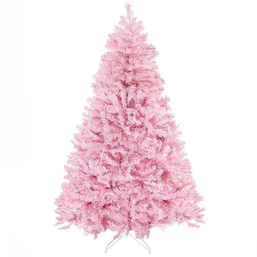 Natliedop Künstlicher Weihnachtsbaum, 1,80 m hoch, Weihnachtsdekoration mit 1000 Zweigen, automatisches Öffnen, Stahlsockel, breite Form, Rosa