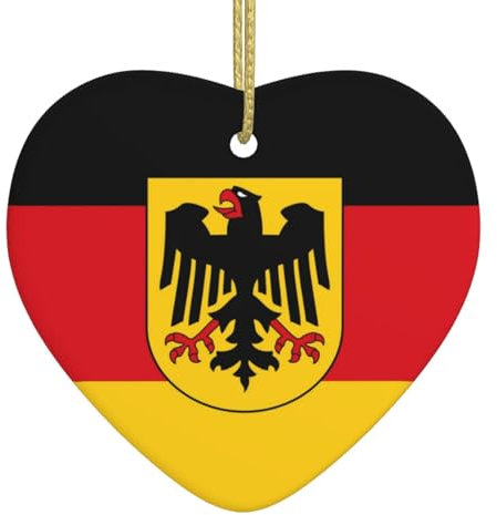 Keramik-Weihnachtsschmuck, Deutschland-Flagge, Nationalemblem, Weihnachtsbaum, Herz, Ornament, hängende Anhänger, Dekoration, niedliche Weihnachtsdekoration, Weihnachtsgeschenke