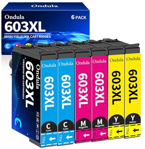 Ondula 603XL Druckerpatronen für Epson 603 Tintenpatronen Kompatibel mit Epson Expression Home XP-2100 XP-2105 XP-3100 XP-3105 XP-4100 XP-4155 Workforce WF-2810 WF-2830 WF-2835 WF-2850 (6er-Pack)
