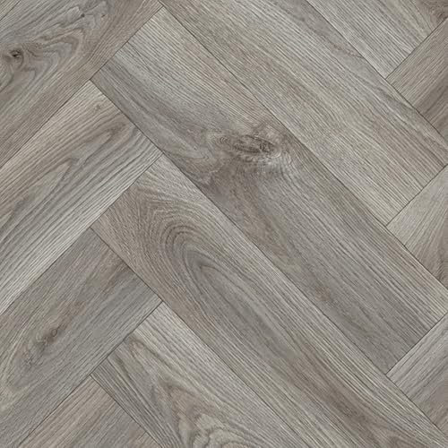 Comfytex Giulimo 595 Herringbone Effect Slip Resistant Grey Vinyl Flooring - 4m X 1.43m