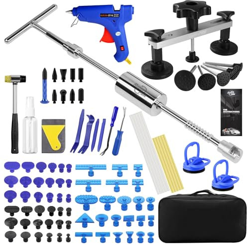 PDR TOOLS Dellenreparatur-Set,Lackfreie Dellenreparatur für Auto & Motorrad, 2-in-1 Slide Hammer, Saugnäpfe & Audiorekorder-Entfernungstools für 90% der Beulen im Auto und Hagel-Kleinschadenreparatur