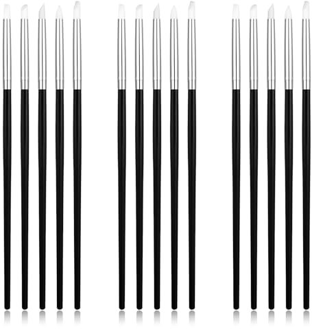 HJZHII Juego de 15 pinceles de silicona para modelar, herramienta de arcilla de silicona, moldeador de arcilla, herramienta de puntos, cepillo de doble cabeza