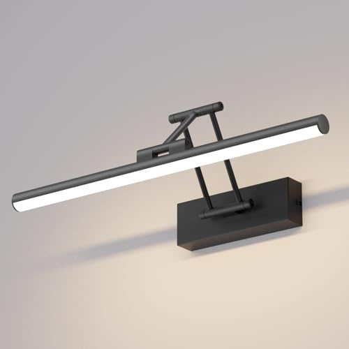 Klighten LED Spiegellampe Bad 40cm,Drehung Spiegellampen Spiegel für bad IP44, Spiegelleuchte Badezimmer 12W 970 LM,LED Badspiegelleuchten Badezimmerspiegel,Naturweiß 4000K,Schwarz