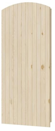Warmiehomy Curved Wooden Garden Gate, 6 cm Thick Wood Gate, 180x83 cm Wooden Gates for Garden, 6x2.7 FT Fully Framed Lockable Wood Door with 3 Hinges for Pathway, Entrance, Farm House, Pasture