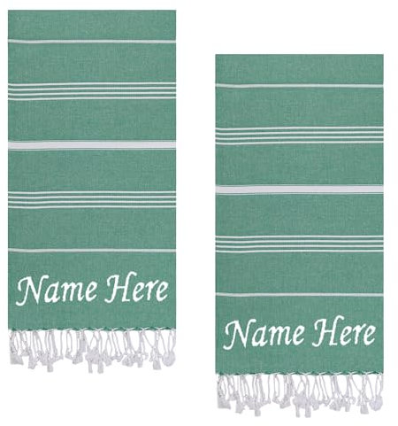 EVELYNEN Toalla de Playa Grande Personalizada Conjunto 2 Fouta Pestemal Ideal para Piscina, Hammam, SPA, Sauna, Viaje y Baño (Benetton Bordado, Toalla de Playa)