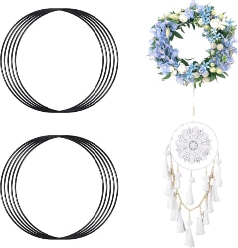 10 Stück 20cm Metallringe zum Basteln Metallring Schwarz Können mit Spitzen | Metallringe zum Basteln Metallring Accessoires Kombiniert Werden, Wandbehänge, Hochzeit und Girlande Dekorationen