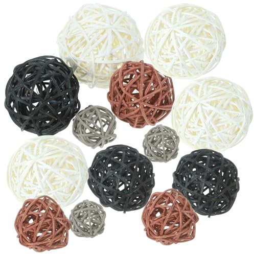 GLEAVI 36 Stück Rattan Kugeln: Deko Kugeln für Schalen und Vasen - Bastelbedarf für Herbst Halloween Hochzeit (3-6 cm)