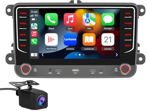 Autoradio Android 14 pour Golf 5 6 VW Passat Polo Seat Skoda, CarPlay, Android Auto, écran Tactile HD 7, Bluetooth intégré, FM/RDS, GPS,4G, WiFi, caméra de recul Incluse [4 Go + 64 Go]