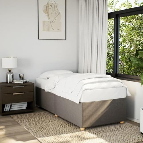 Qnhdfrt Bettgestell Taupe 80x200cm Stoffrahmen Lattenrost Jugendbett für Gästezimmer Deko Schlafzimmer