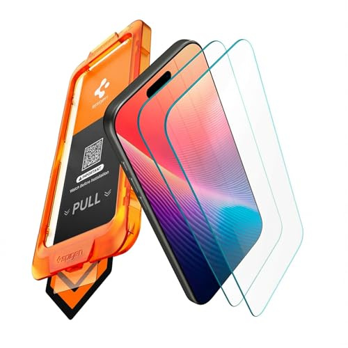 Spigen AlignMaster S [2 Pack] Screen Protector for iPhone 17 Pro Max | 9H Hardness Tempered Glass, Easy Installation Kit, Case-Friendly, Crystal Clear, Touch Responsive, Oleophobic Coating