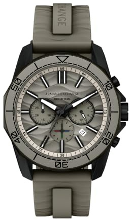 Armani Exchange Watch for Men, Quarz-Chronographenwerk und 44mm Gehäusegröße mit Silikonarmband