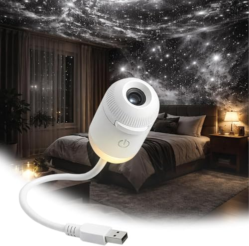 Proiettore Galassia 2 in 1 con Luce Notturna, Proiettore Portatile Multifunzionale per Cielo Stellato con 12 Pellicole di Proiezione Scorrevoli, Luminosità Regolabile, Alimentazione USB per