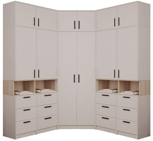 Marmex Meble Möbelset Grant Set 33C – Eckschrank und 4 Regale Schlafzimmer, Jugendzimmer