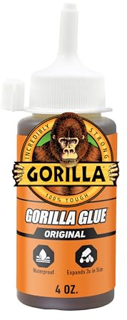 Gorilla Original Gorilla Glue, Waterproof Polyurethane Glue, 4 Ounce Bottle, Brown, (Pack of 1)