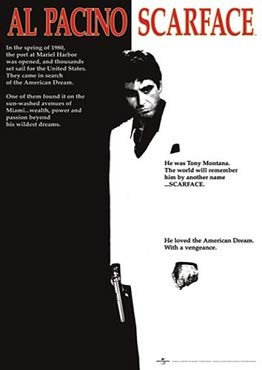 Maxi Poster Film Scarface Druck (Al Pacino, Schwarz und Weiß, 61x91 cm)