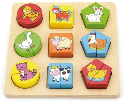 Viga Toys - Holz- Formenpuzzle - Bauernhoftiere