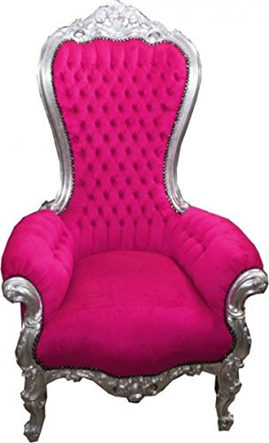 Casa Padrino Barock Thron Sessel Majestic Medium Pink/Silber - Riesensessel - Thron Stuhl Tron