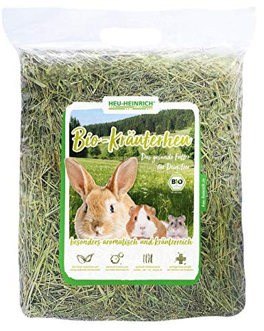 Heu-Heinrich® 4 x 1kg Bio - Bergwiesen - Kräuterheu aus dem Naturpark Thüringer Wald für Kaninchen Meerschweinchen Nager