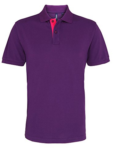 Asquith & Fox Men's Classic Fit Contrast Polo Shirt, Multicolour (Purple/Pink 000), Small (Size:Small)