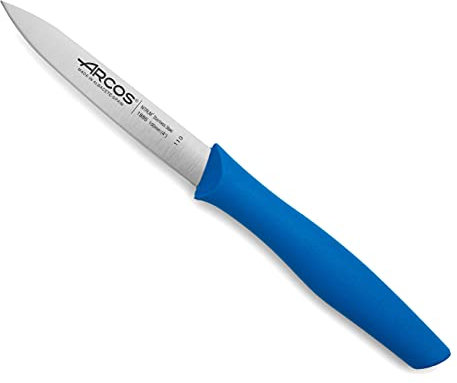 Arcos Serie Nova - Cuchillo Mondador - Hoja de Acero Inoxidable de 100 mm - Mango de Polipropileno Color Azul