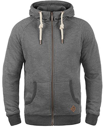 Solid SDVitu Herren Sweatjacke Kapuzenjacke Zip-Hoodie mit Kapuze Kordelzug Kängurutasche Reißverschluss Baumwollmischung Regular fit, Größe:3XL, Farbe:Grey Melange (8236)