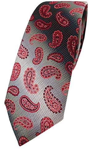 TigerTie - schmale Designer Krawatte in Paisley gemustert