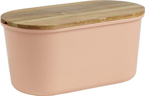 Echtwerk caja de panera de melamina para guardar pan con tapa de bambú, con tabla de cortar integrada, salmón