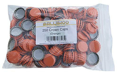 BALLIIHOO Pack of 250 Crown Bottle Caps - Orange