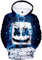OLIPHEE Jungen Kapuzenpulli mit 3D Digital Druck für Teenager Fans DJ Sweater Blau-1 XS