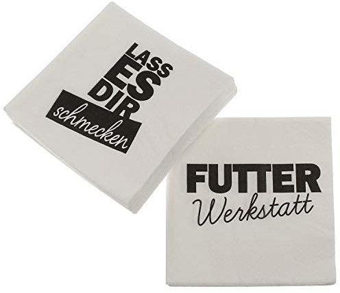 MACOSA CE64183 Party-Servietten Set 40Stk. Sprüche Schwarz Weiß 33x33 cm 3-lagig Tisch-Deko Mundserevietten Papierservietten Einweg Geburtstag Fest