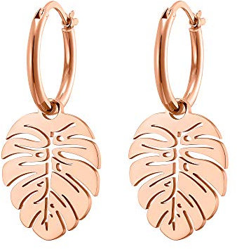 Heideman Ohrringe Folium Damen - aus hochwertigem Edelstahl - silber gold rosegold farbend poliert - Ohrstecker hängend für Frauen - Creole mit Anhänger