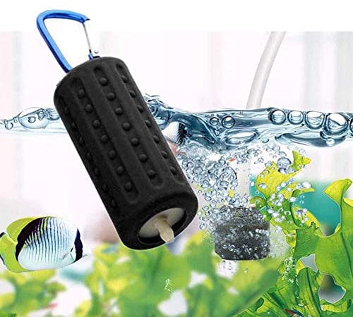 Aquarium Air Pumps, NEKOSUKI Mini USB Ultra Silent Aquarium Fish Tank Oxygen Air Pump with Air Stone and Silicone Tube, High Efficiency, Energy Saving, Plug and Play, 5V (Black)