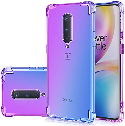 Gufuwo Hülle für Oneplus 7 Pro, für One Plus 7Pro Case Niedliche Verlauf Hülle Schlanke Kratzfeste TPU-Schutzhülle mit Stoßdämpfung Transparente weiche Handyhülle für Oneplus 7 Pro lila/blau
