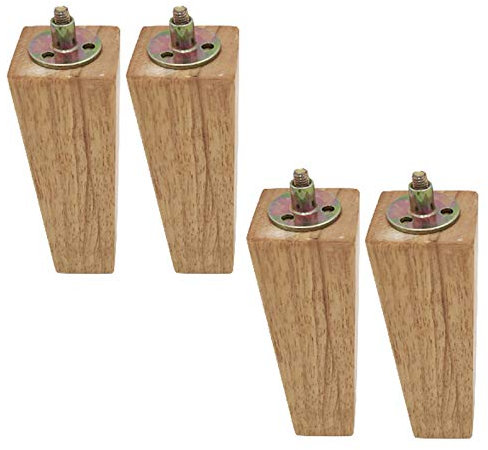 4 StüCk Holz Tischbeine Massivholz MöBelfüßE Quadrat MöBelbeine,Ersatz SofafüßE BettfüßE,ErsatzkabinettfüßE MöBelfüSse,M8 Gewindestange,FüR Kaffeetisch Fernsehschrank,Lackiert(18cm/7.1in)