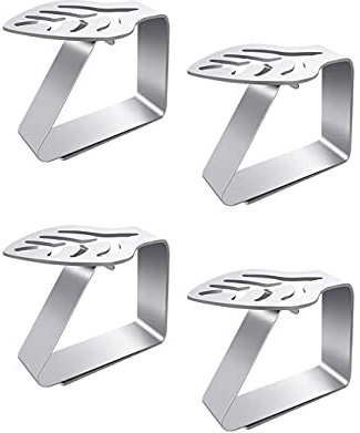 Pinza para Mantel,4 PCS Clip de Mantel con Diseño de Hoja Pinzas de Mesa Acero Inoxidable Pinzas Antideslizantes para Hogar Interior Exterior Picnic Barbacoa Boda Decoración