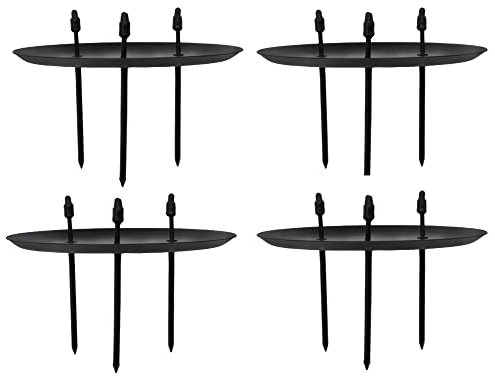 B2S BACK2SEASON Kerzenhalter Metall schwarz 4 Stück D=10 cm 3 Picks Kerzenpick Adventskerzenhalter Stumpenkerzen Adventskranz 4er Set