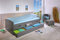 Dmora Bett mit Schubladen und zweitem unteren Ausziehbett, in Kiefer massiv grau gebeizt, 98x205x63 cm, ohne Lattenroste