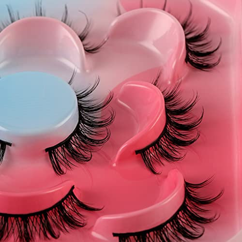 3D Fluffy Strip Wimpern, D Curl Lash Strip, Natürliche falsche Wimpern, Natürliche Wispies Fluffy Wimpern für Wispy Fake Wimpern, Faux Wimpern Natürlicher Look (DB05)…
