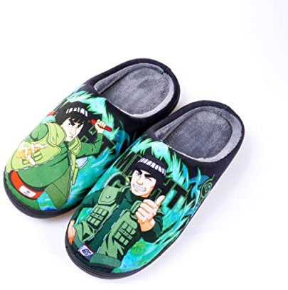 Roffatide Anime Fuzzy Männer Hausschuhe, Grün, 46/47 EU Weit, Rutschfest, Plüsch, Anime Fans, Unisex Erwachsene, Pantoffeln, Hausschuhe