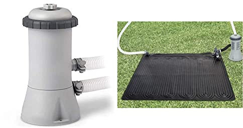 Intex 28638BS 1000 GPH 220-240 V Cartridge Filter Pump - Grey & Eco-Friendly Solar Heating Mat for Swimming Pools #28685