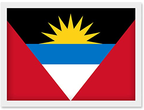 Artery8 Antigua and Barbuda National Flag Patriotic Vexillology World Flags Country Region Poster Artwork Framed Wall Art Print A4