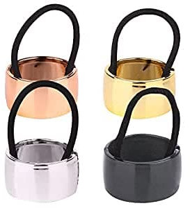 INHEMING 4 Stück Metall Kreis Haar Manschette Elastisches Haarband Schnalle Halter Haargummis Haarseil Pferdeschwanz Halter Haar Seil Zubehör für Frauen Mädchen