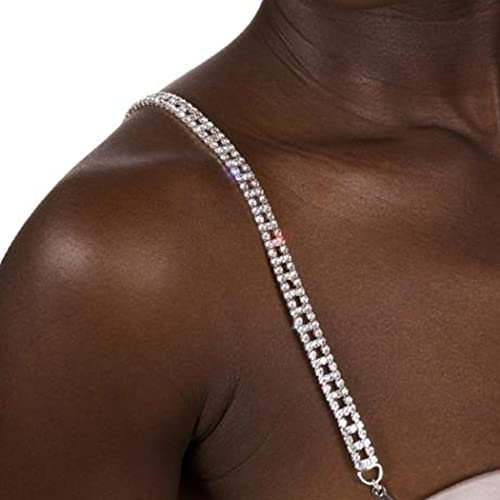 IYOU Reggiseno da Donna in Cristallo con Strass Scintillanti Cinturino a Tracolla in Argento per Feste in Discoteca e intimo Accessori per il Corpo per Reggiseni e Top (2 Pezzi)