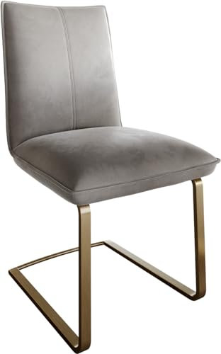 DELIFE Schwingstuhl Lelio-Flex Freischwinger flach Gold Samt Grau Taschenfederkern